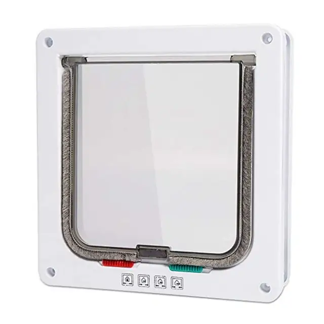 Installation Weatherproof 4 Ways In and Out ABS Material for Small Dogs,Cats Freely Cat Door Pet Supplies Flap Door Dog Gates 2