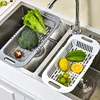 Foldable Kitchen Dish Drying Rack Stainless Steel Bowl Fruit Vegetable Dish Holder Sink Roller Organizer Basket Racks Tool 2