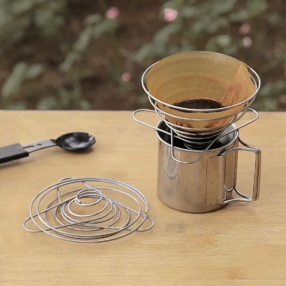 

Folding Outdoor Coffee Filter Holder Reusable Coffee Filters Dripper Coffee Baskets Camping Picnic Tableware1