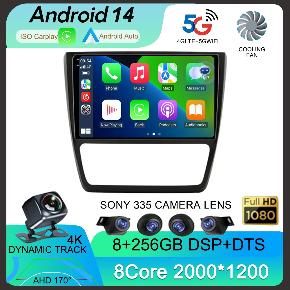 Carplay 10.1inch 2 Din Android 14 Car Radio GPS for SKODA Yeti 5L 2009-2014 Navigation Multimedia Player 2din AutoRadio Stereo