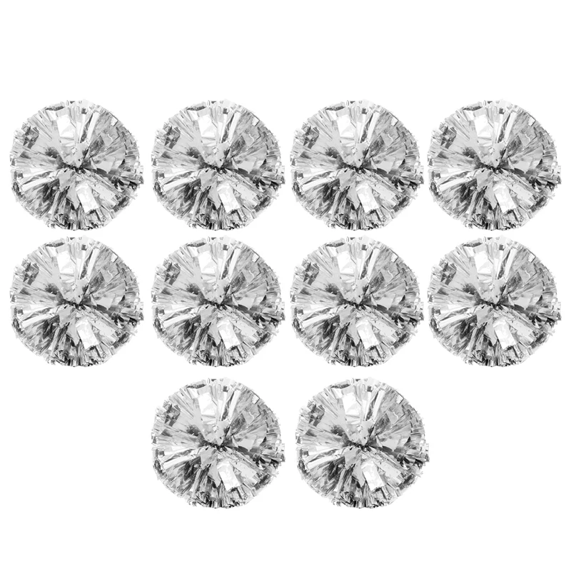 LALA Metallic Foil Cheerleader Pom Poms Cheerleader Pom Poms 10 PCS For Sports Team Spirit Cheering Kids Adults