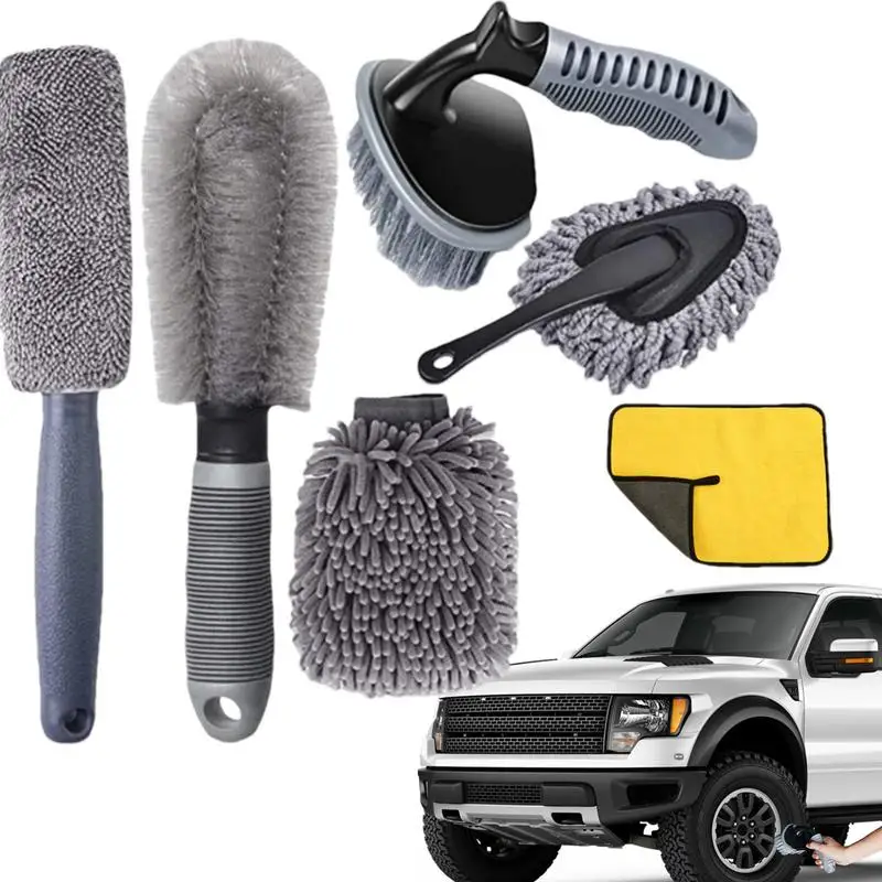 

Air Conditioner Vents Polisher Dust Removers Auto Detailing Set Cleaning Items New Car Cleaning Kit 6PCS Detailing Brush Set