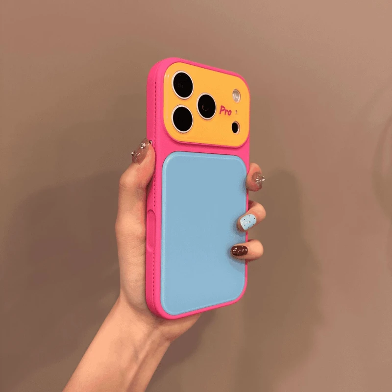 Glossy 3D Soft Leather Phone Case with Camera Protection - Candy Color Design