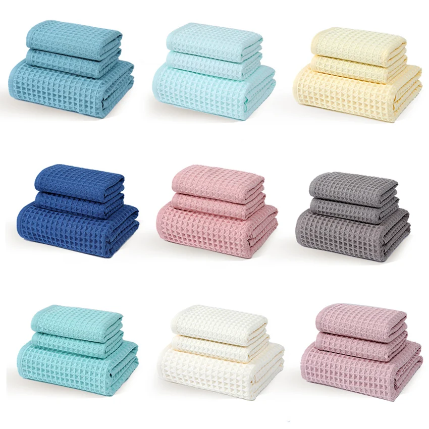 Waffle Cotton Bath Towel Soft Honeycomb Strong Absorbent Face Shower Towels 70x140 for Adults Kids Home Bathroom Shower Spa Swim 6
