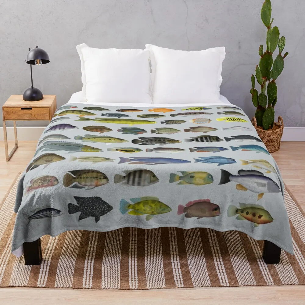 

Cichlid Group Throw Blanket sofa Comforter Blanket Luxury Blanket