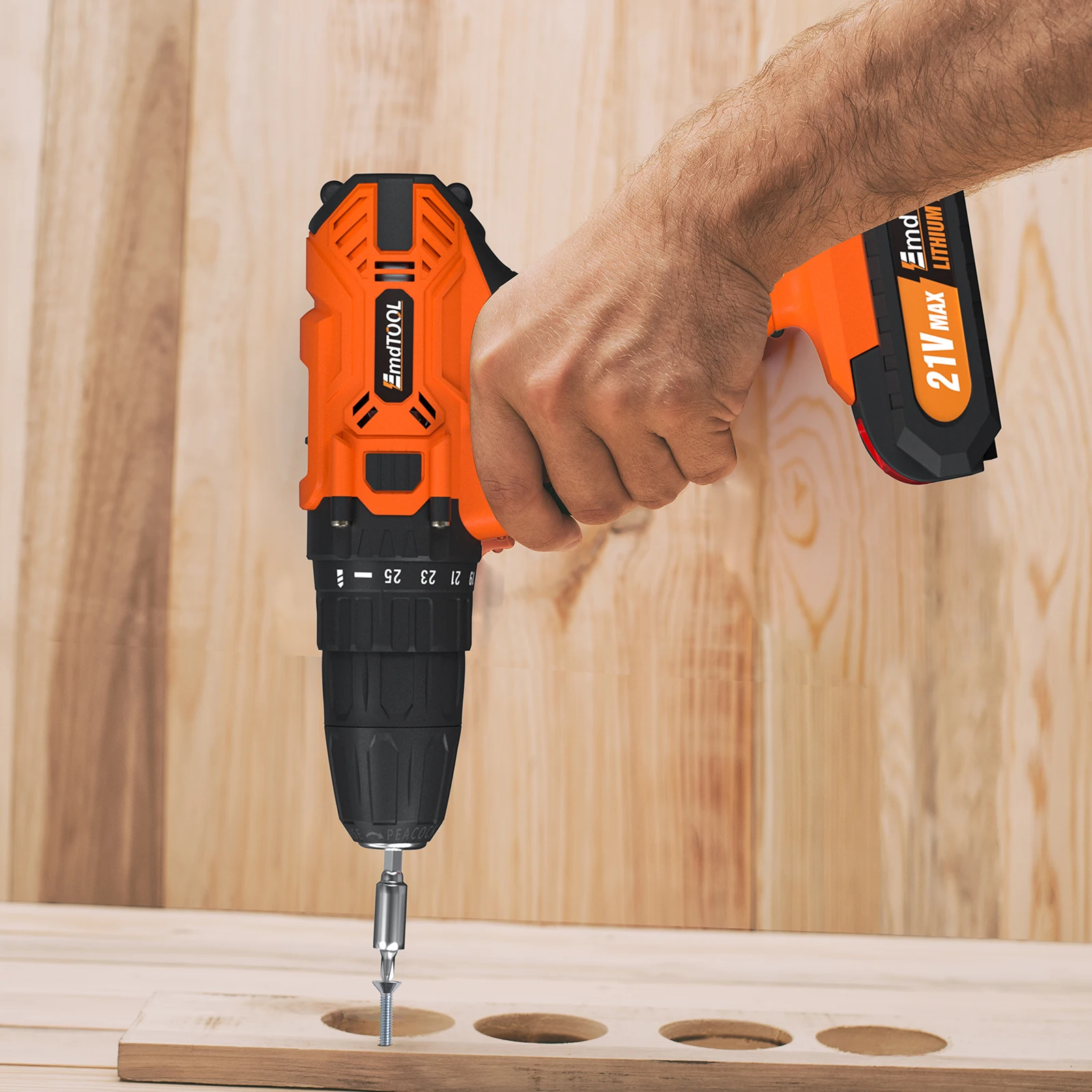 21V Cordless Power Drill, Cordless Screwdriver Drill Set 45Nm Power, 25+1 Torque, 2 Speed, LED Light, 1.5Ah Battery, BLUE