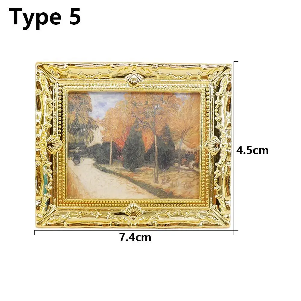 Vintage Miniature Framed Oil Painting Dollhouse Wall Ornament