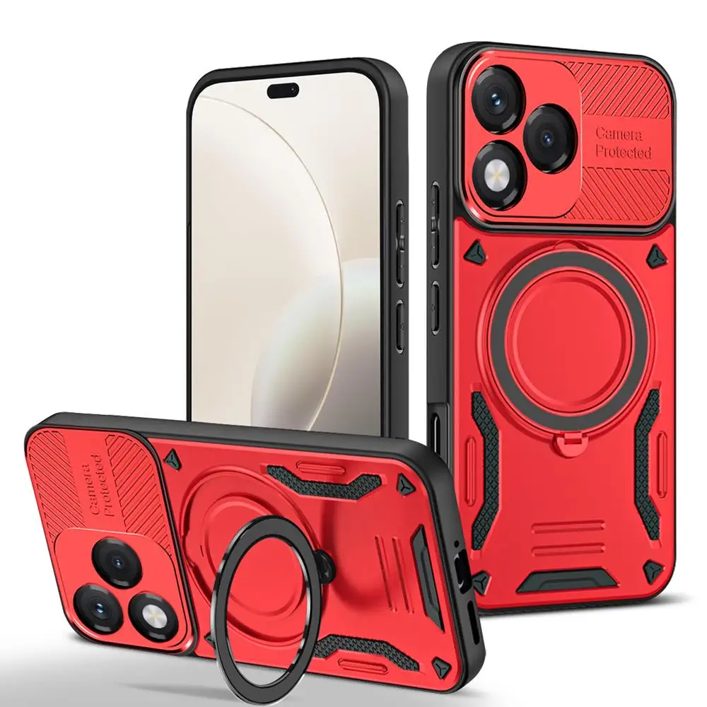 Luxury Armor Magnetic Phone Case with Ring Bracket and Bumper Back Cover