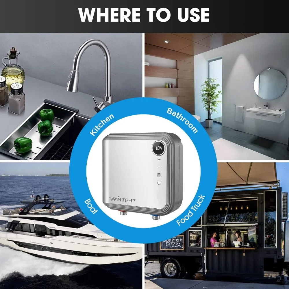 Tankless Water Heater Electric 3.5KW 120V, Designed to Provide Hot Water on Demand Without the Need for a Storage Tank, Use a