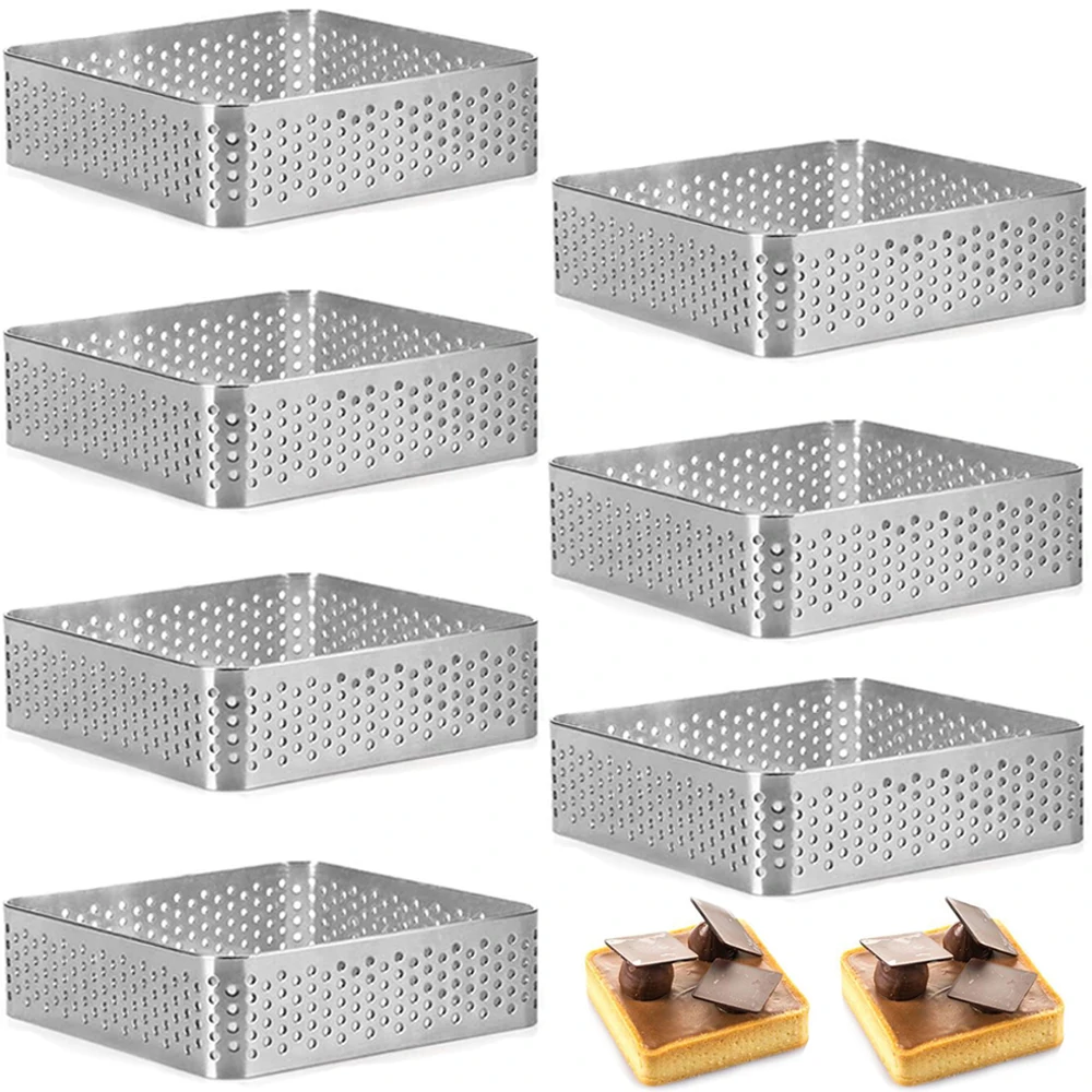 

5/1PCS DIY Pie Tart Ring Mousse Cake Cutter Stainless Steel Perforated Cookies Dessert Mould for Kitchen Pastry Baking Tools