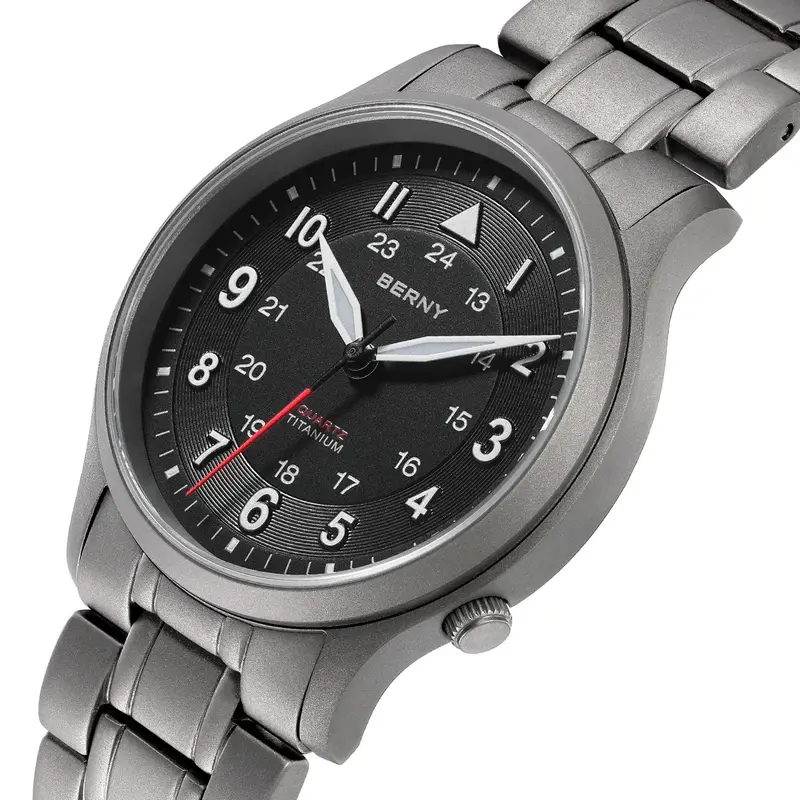 BERNY Full Titanium Watches for Men Outdoor Quartz Men's Field Wristwatch VH31 Super Luminous Sapphire Easy Read Watch - Image 2