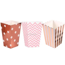 Set of 12 Pink Popcorn Boxes for Kids' Party or Baby Shower Celebration (Mixed rose gold pink)