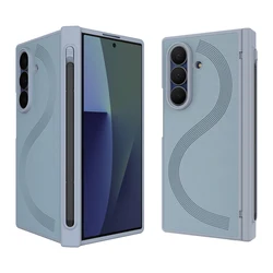 Premium PU Leather Foldable Case with Magnetic Hinge Protector, Stylus, and Privacy Screen Film - Galaxy Z Fold 6 (Grey)