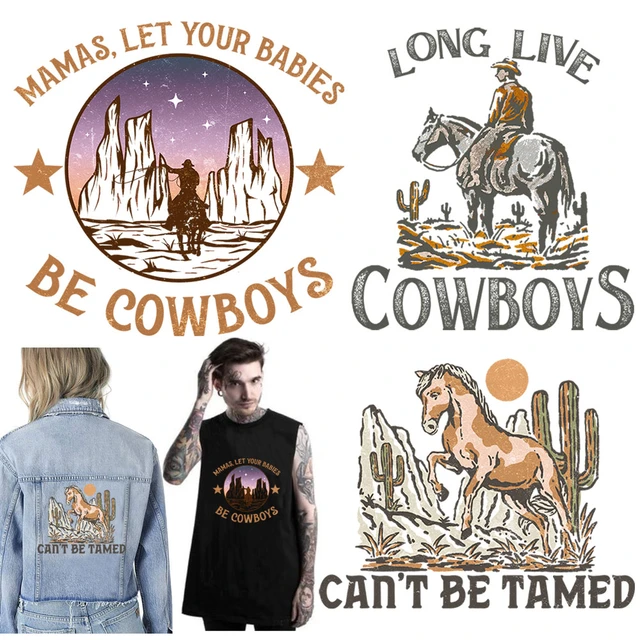 Western Cowboys Character Iron-On Transfer For Clothing Patches DIY  Washable T-Shirts Thermo Sticker Applique T4266