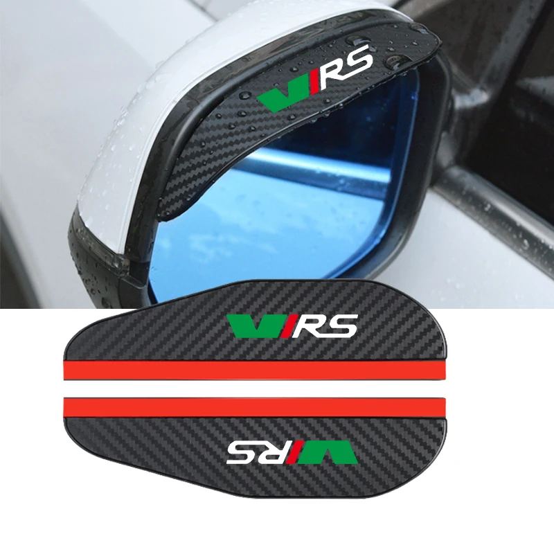 2x Car Rearview Mirror Rain Eyebrow Visor Carbon Fiber Rain Cover VRS for Skoda Octavia 2 A5 A7 MK3 MK2 Kodiaq Superb Fabia