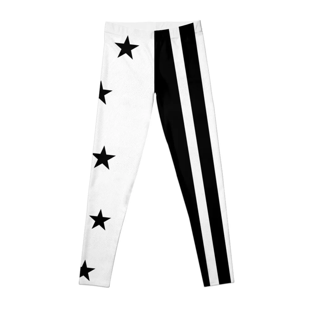 

Black stars and stripes on white denim Leggings gym sportswear woman Women's push up Womens Leggings