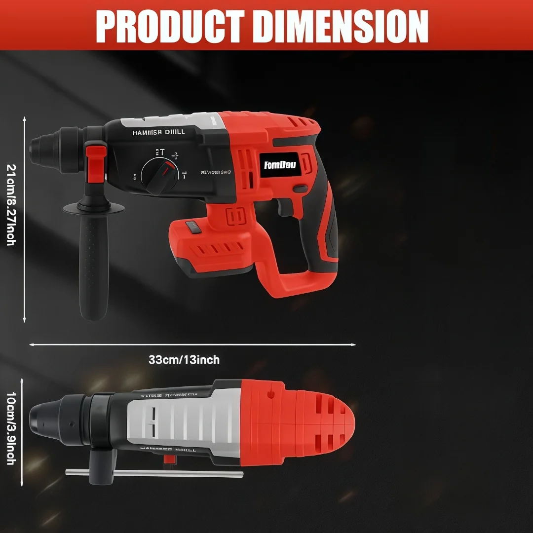SDS-Plus Rotary Hammer Drill for Milwaukee M18 Battery 2.6J Impact Brushless Ham