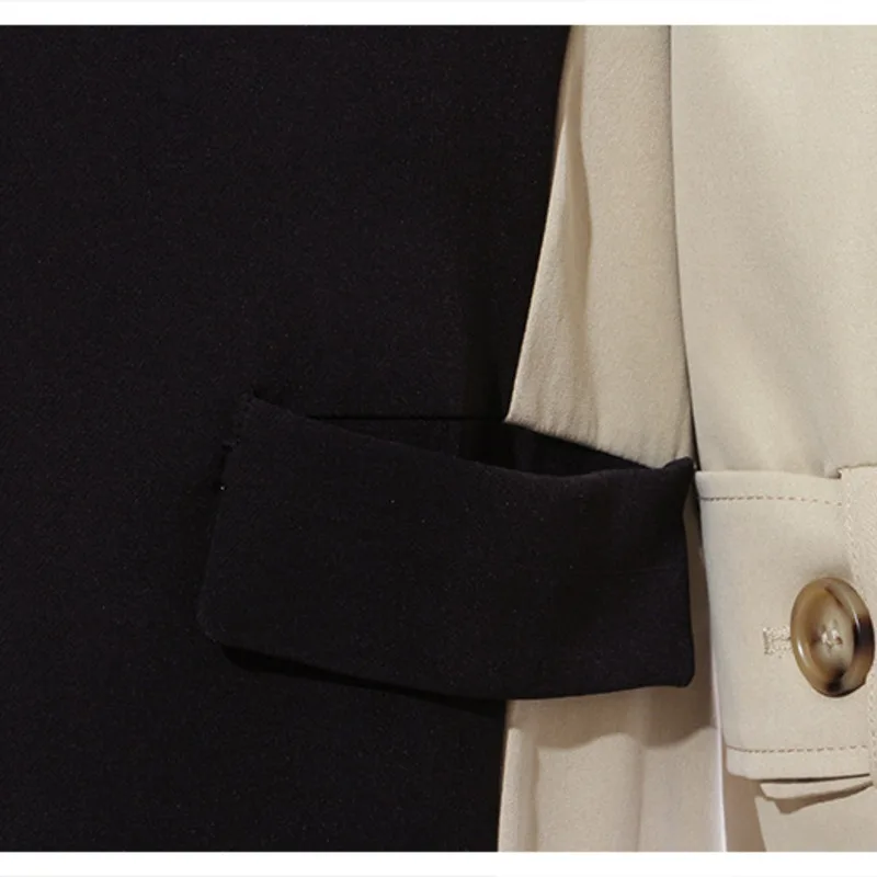2024 Vorfrühling Britischer Retro-Stil Patchwork-Farbe Asymmetrische personalisierte Trenchcoat-Anzugjacke_voghion.com