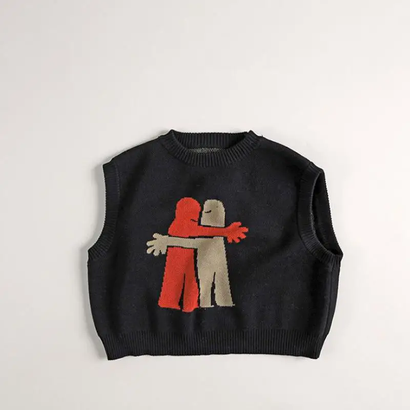 Childrens Sleeveless Knitted Vest - Cute Animal Cotton Sweater Coat for Boys  Girls
