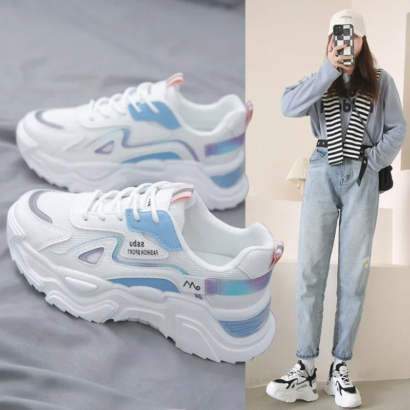 Women‘s Shoes 2023 New Fashion Breathable Mesh All-match Casual Shoes Lace Up Female Platform Shoes Sneakers Woman Zapatos Mujer
