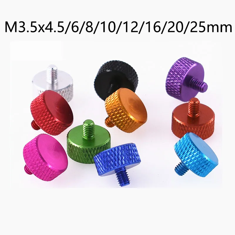 

1Pcs Knurl Flat Head Hand Tighten Thumb Screw M3.5x4.5-25mm Oxidation Aluminium Alloy Curtain Wall Glass Thumb Bolts
