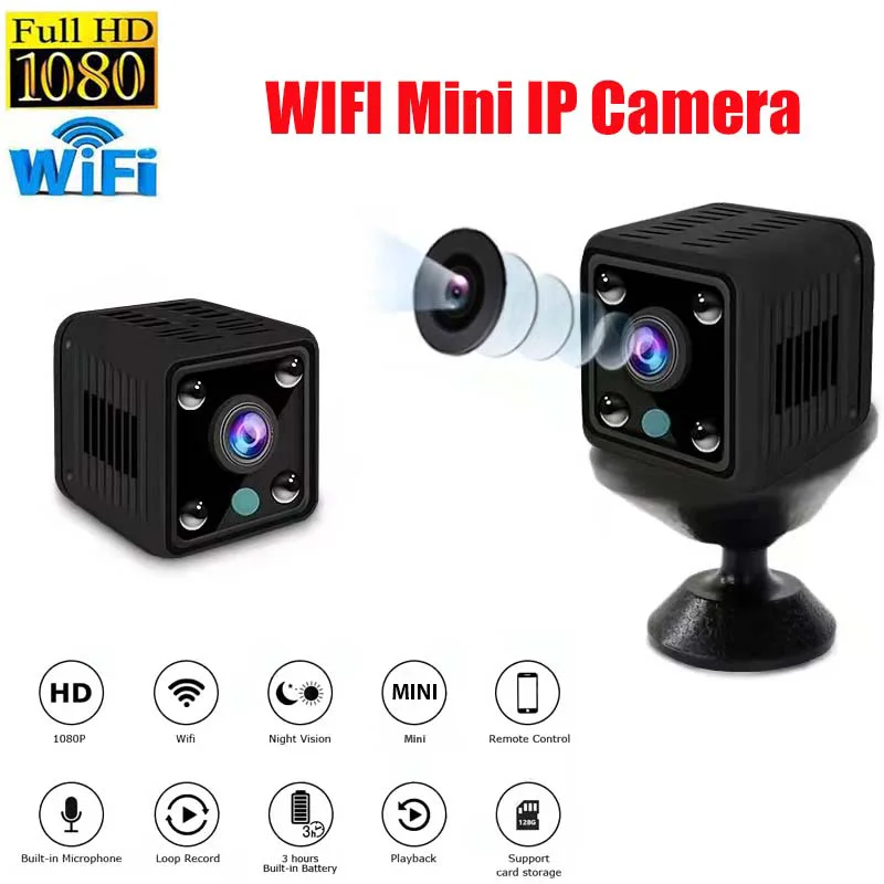 X6 Mini WiFi IP Camera HD 1080P Wireless Security Surveillance Micro Cam Night Vision Smart Home Sports Monitor Built-in Battery