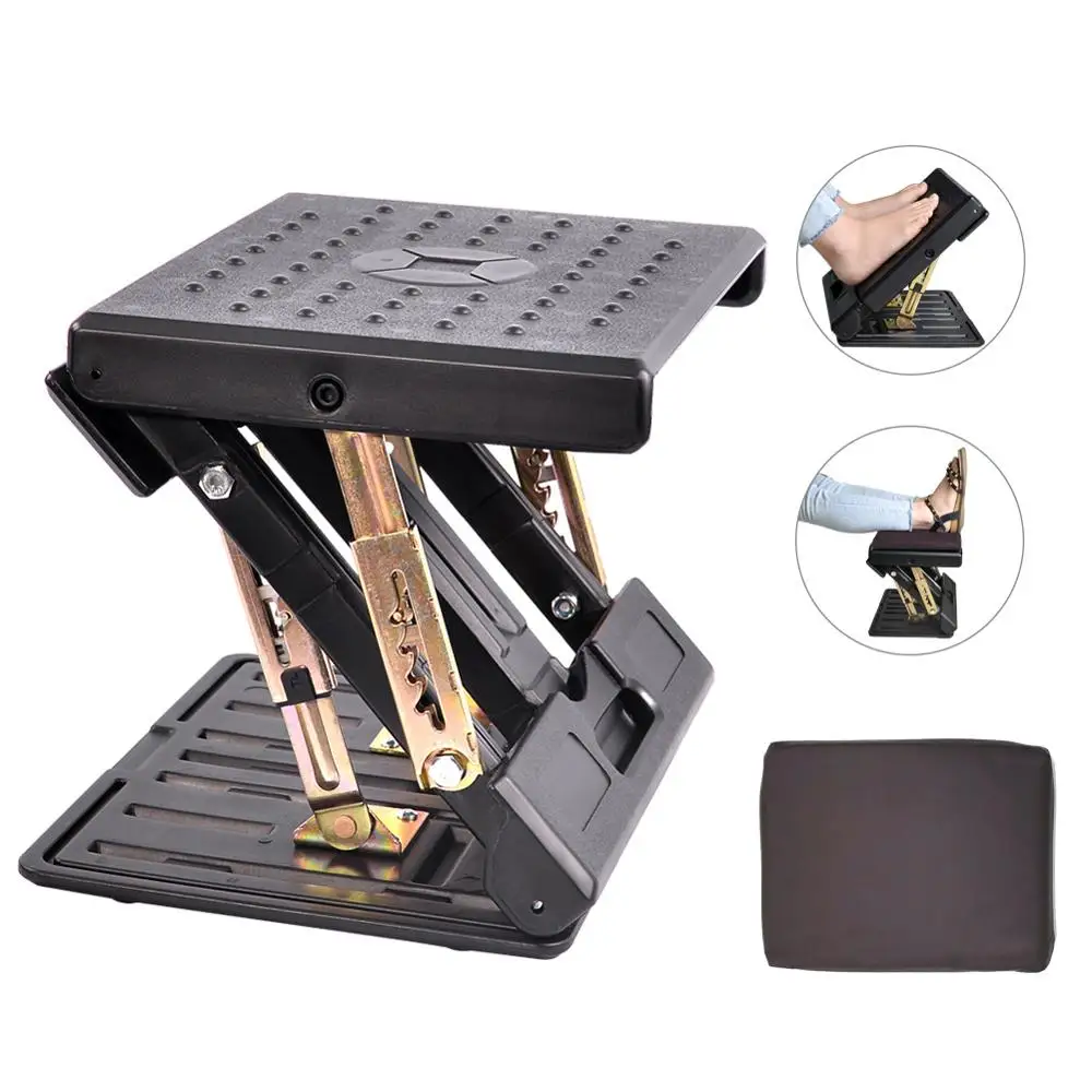 Adjustable Max-load 120lbs Footrest With Removable Soft Foot Rest Pad Stool For Car Under Desk Home Train 4-level Height Adjust