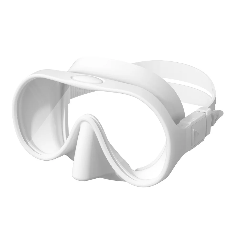 Low-capacity rimless diving glasses for adults-Liquid silicone mask-Anti-fog tempered glass snorkeling mirror