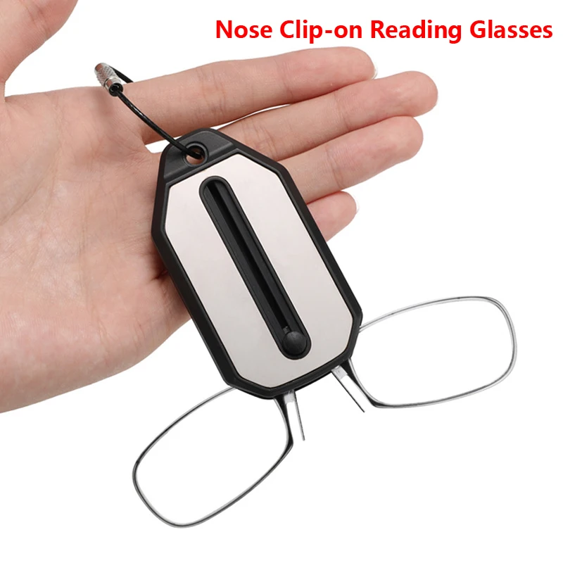 Nose Clip-on Reading Glasses Folding Legless Ultralight Keychain Glasses Men Women Mini Portable Presbyopic +1.0 To +4.0