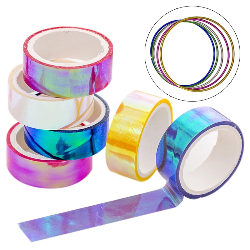 Gymnastic Rings 500cm Holographic RG Prismatic Glitter Tape Hoops Stick Rhythmic Gymnastics Ring Decoration Fitness Equipment DIY Scrapbooking