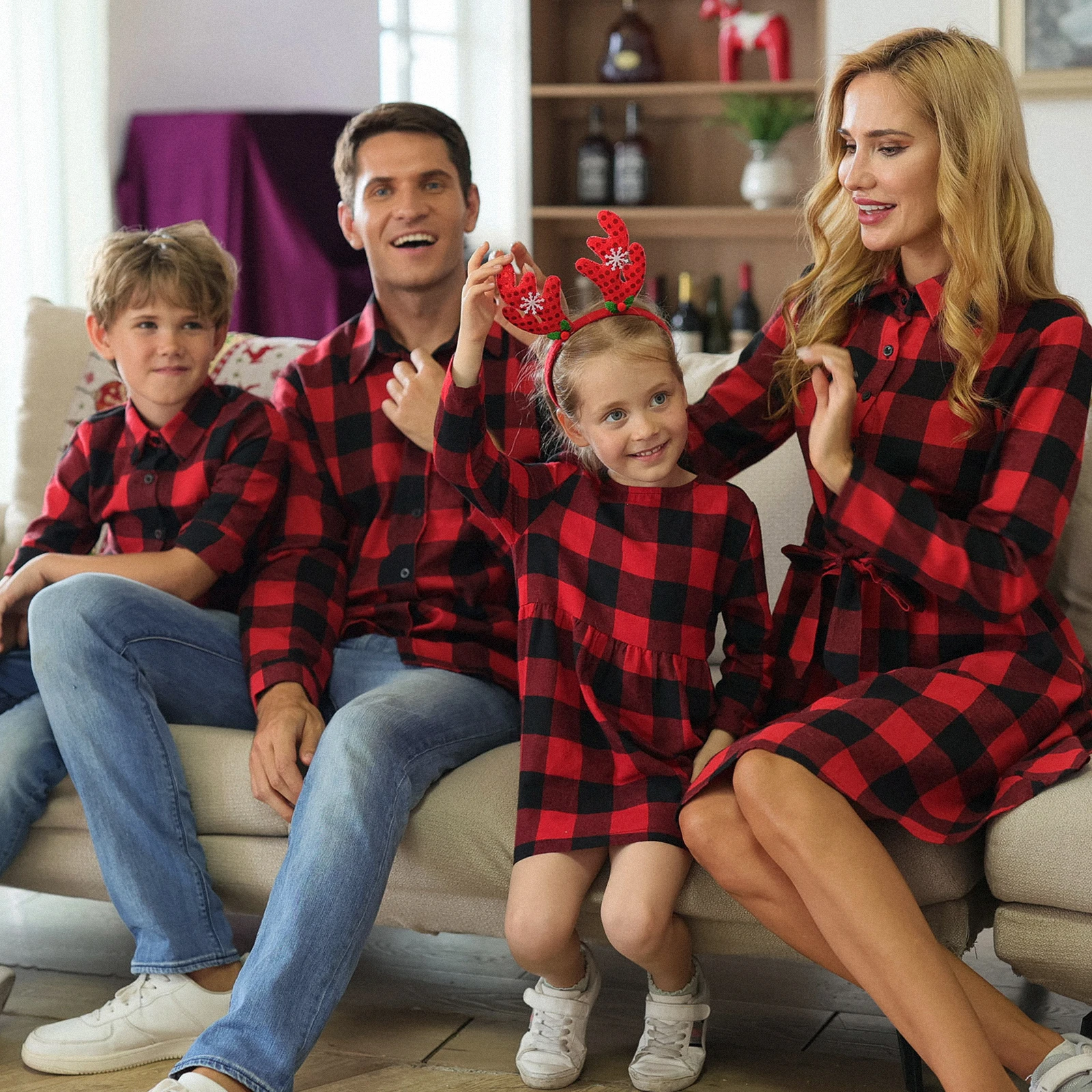 Ropa de Navidad a cuadros para mamá, bebé, mamá y yo, trajes juego familiares, vestidos para madre e hija, para padre e hijo 2023|Trajes de familia| - AliExpress