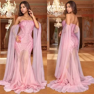 Women's Hot Drilling Craft Sexy Long Sleeve Mesh See Through Party Club Night Rhinestone Dress