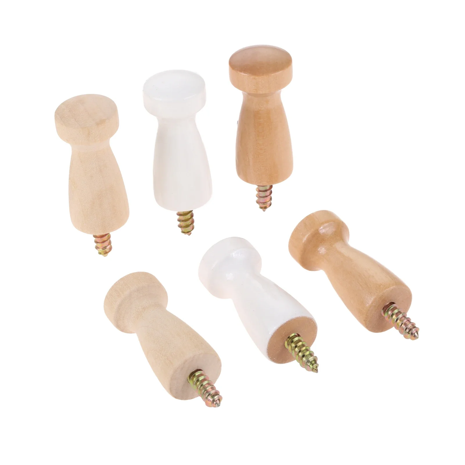 2pcs Mushrooms-Shape Screw-On Wooden Hook Coat Key Towel Mug Shaker Peg Wood Hooks & Screws Wall Mounted Bathroom Kitchen Hanger 3