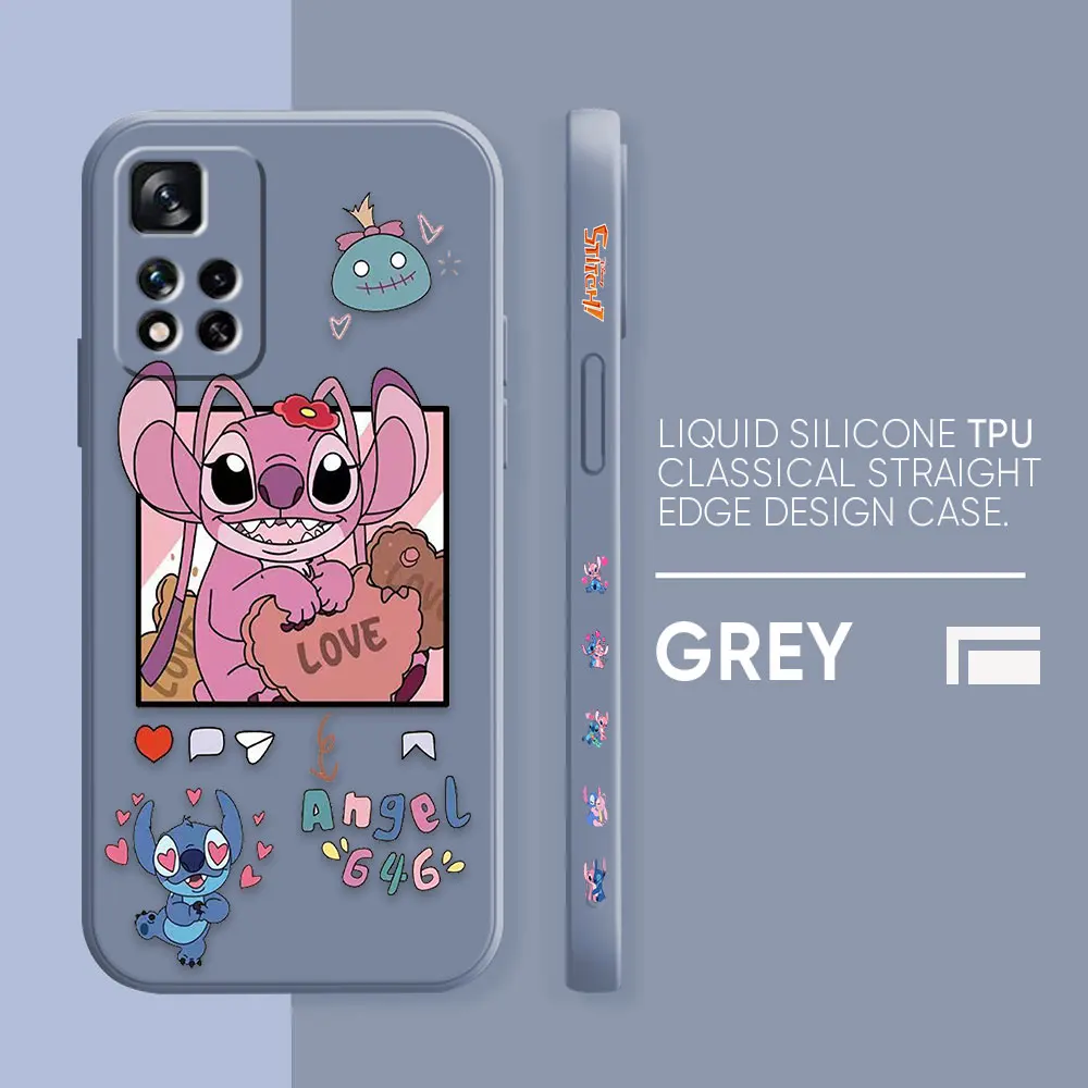 thumbnail image 1 of Case For Redmi Note 12 11 11T 11R 11E 10 9 8 7 7S PRO PLUS 4G 5G Simple Liquid silicone Case Cartoon Lilo & Stitch Angel, 1 of 5