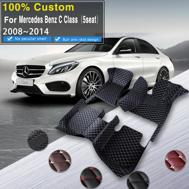 

Car Floor Mats For Mercedes Benz C Class W204 2008~2014 Anti-dirt Pad Accesorios Para Auto Leather Mat Car Accessories Interior