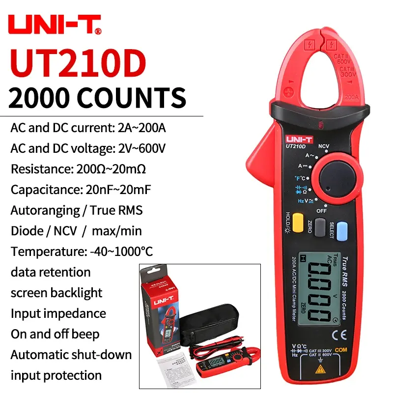 UNI-T UT210E UT202A UT204 Plus Clamp Meter AC/DC Digital Voltmeter Ammeter Pliers Multimeter Professional Electrical Multitester image 13
