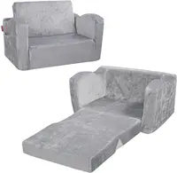 Kids Couch, Toddler Chairs Comfy, 2-in-1 Toddler Couch Sofa Bed Fold Out, Convertible Sofa to Lounger,Grey 1