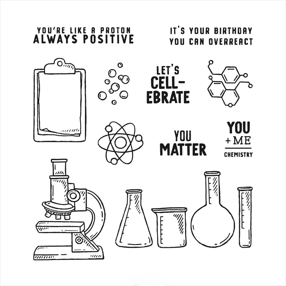 

English/German It's a Science Clear Stamps and Metal Cutting Dies Scientific Images Die Cuts For Scrapbooking Card Decor 20A