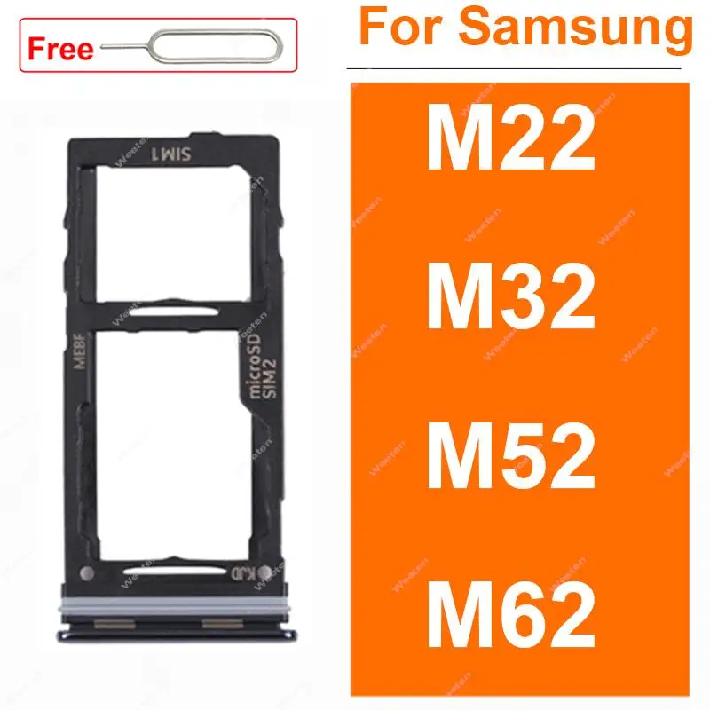 

For Samsung M22 M225FV M32 M325FV M52 M526BR M62 M625F 4G 5G Sim Card Tray Holder Card Slot Reader Adapter Repair Parts