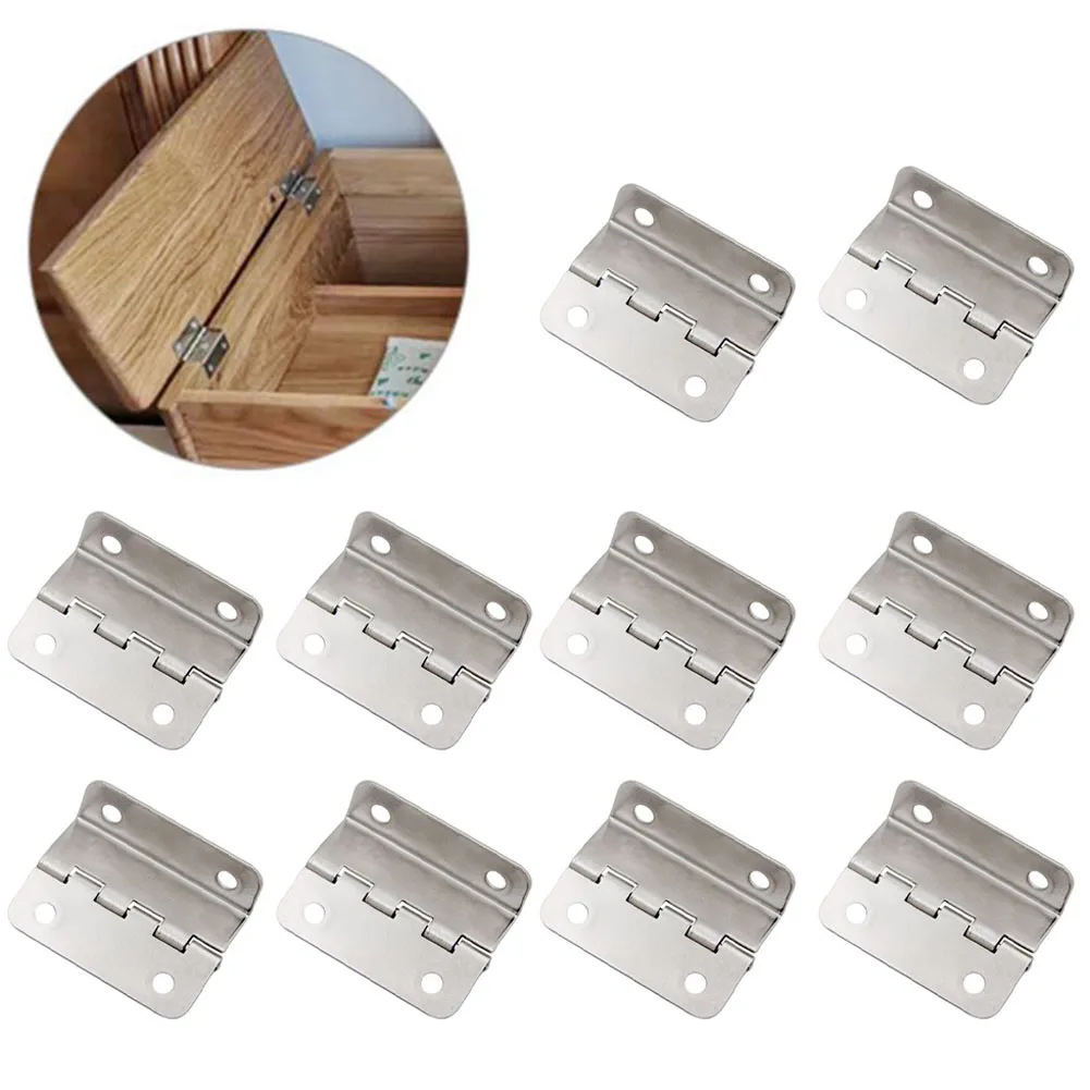 

10pcs Three-Fold Hinge Gift Wooden Box Right Angle 4-Hole Hinges Dollhouse Cabinet Door Hinge Hardware Accessories
