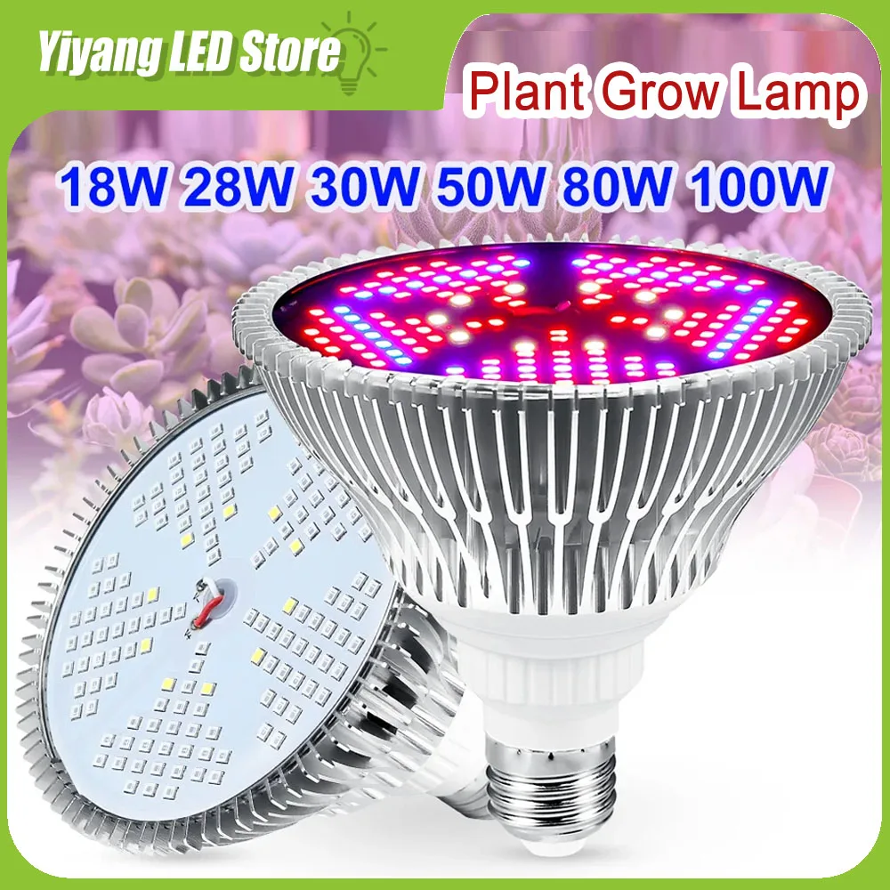 LED Grow Lamp LED Plant Light Growing Lamp Bulb LED Growth Lamp Light E27 Bulb Full Spectrum 85-265V LED E27 Phytolamp For Plants Indoor Flower Seeds Hydroponics Grow 85-265V
