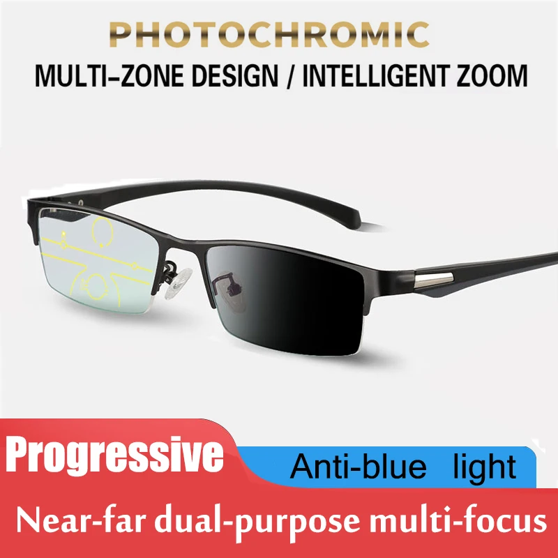 

2021 Transition Photochromic Anti Blue Ray Computer Reading Glasses Flexible Temples Hyperopia UV400 Sunglasses Custom Stregth