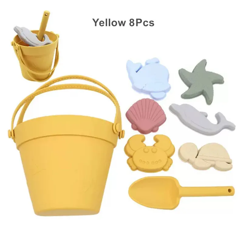Set di giochi da spiaggia in silicone per bambini con secchiello_voghion.com