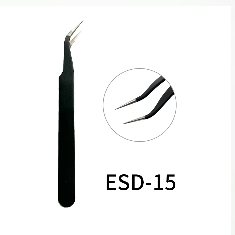 Didesun Stainless Steel Straight and Curved Black Eyelashes Tweezers for False Eyelash Extension Tweezers Fiber Tip Makeup Tools 2