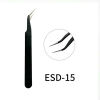 Didesun Stainless Steel Straight and Curved Black Eyelashes Tweezers for False Eyelash Extension Tweezers Fiber Tip Makeup Tools 2