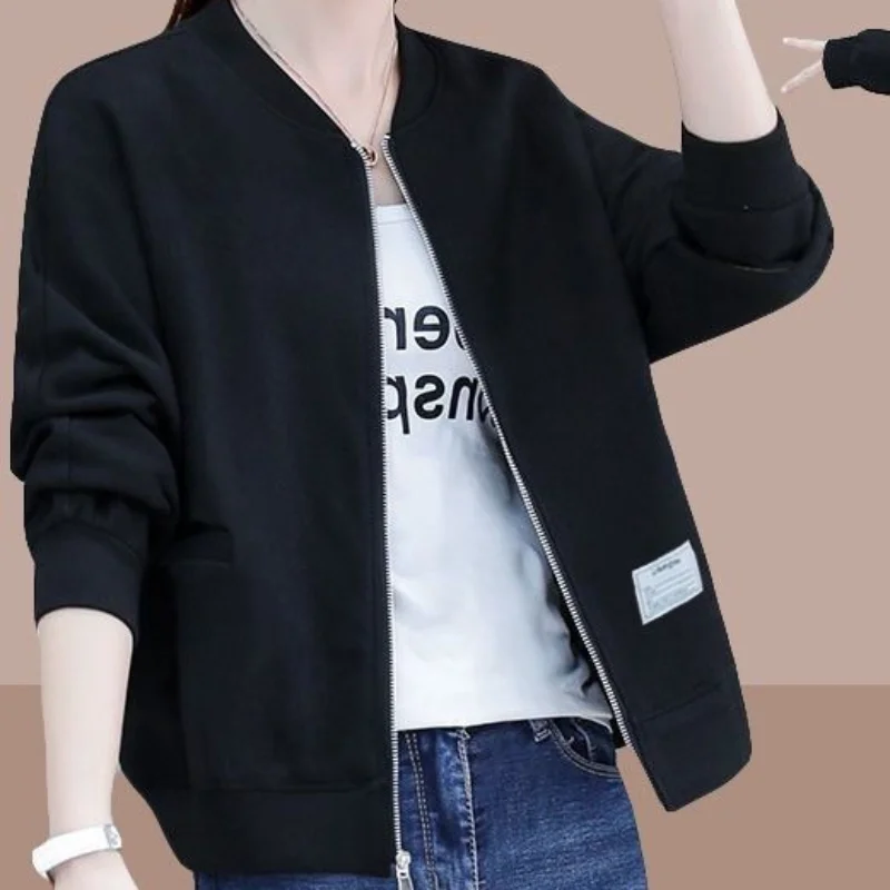 Women's Clothing 2023 Autumn and Winter Fashion New Spliced Zipper Round Neck Long Sleeve Simplicity Solid Color Sweatshirts
