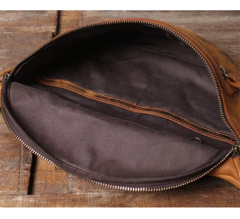 Vintage  organizer crazy horse cowhide men chest bag multi-function real leather waist pack real leather shoulder messenger bags