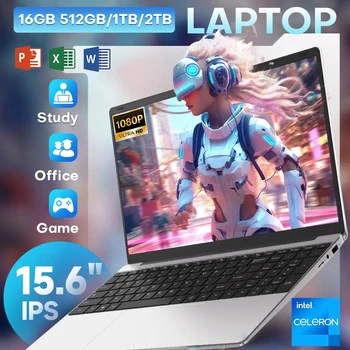 15.6 inch Laptop Computer Intel Celeron N4000 Notebook PC Fingerprint Unlock Windows 11 Pro 16GB RAM 1TB SSD 1920*1080P Laptops 1