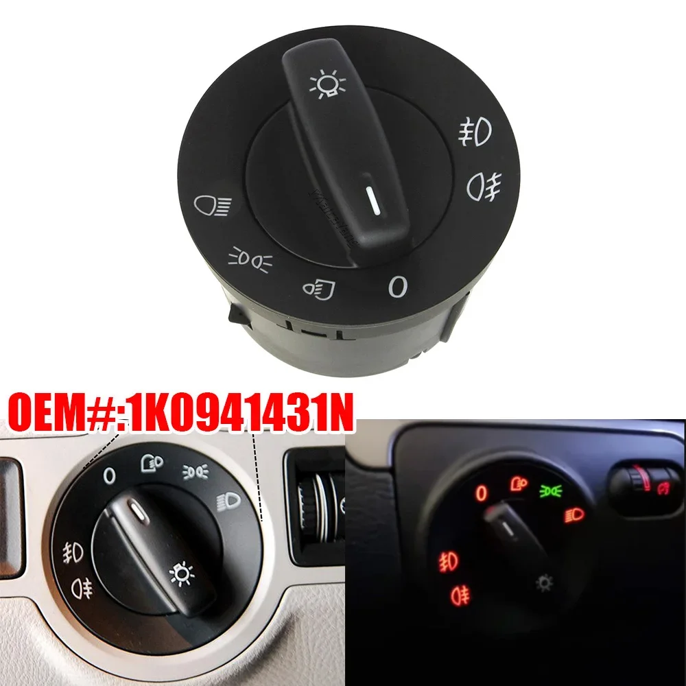 Interruttore Faro Cromato Per VW MK5 MK6 | 1K0941431N | Sostituzione Auto 2005-2013 | Nuovo In ABS