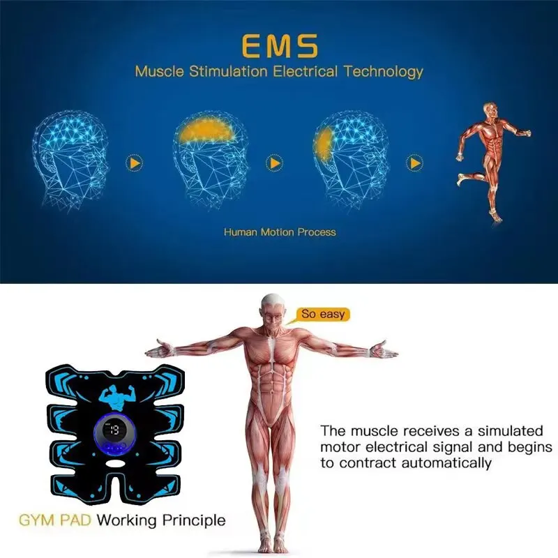 Neue USB wiederauf ladbare ems Muskels timulator abs Arm 3 in 1 Trainer Smart Wireless Fitness Bauch training elektrische Körper schlank – Detail 4